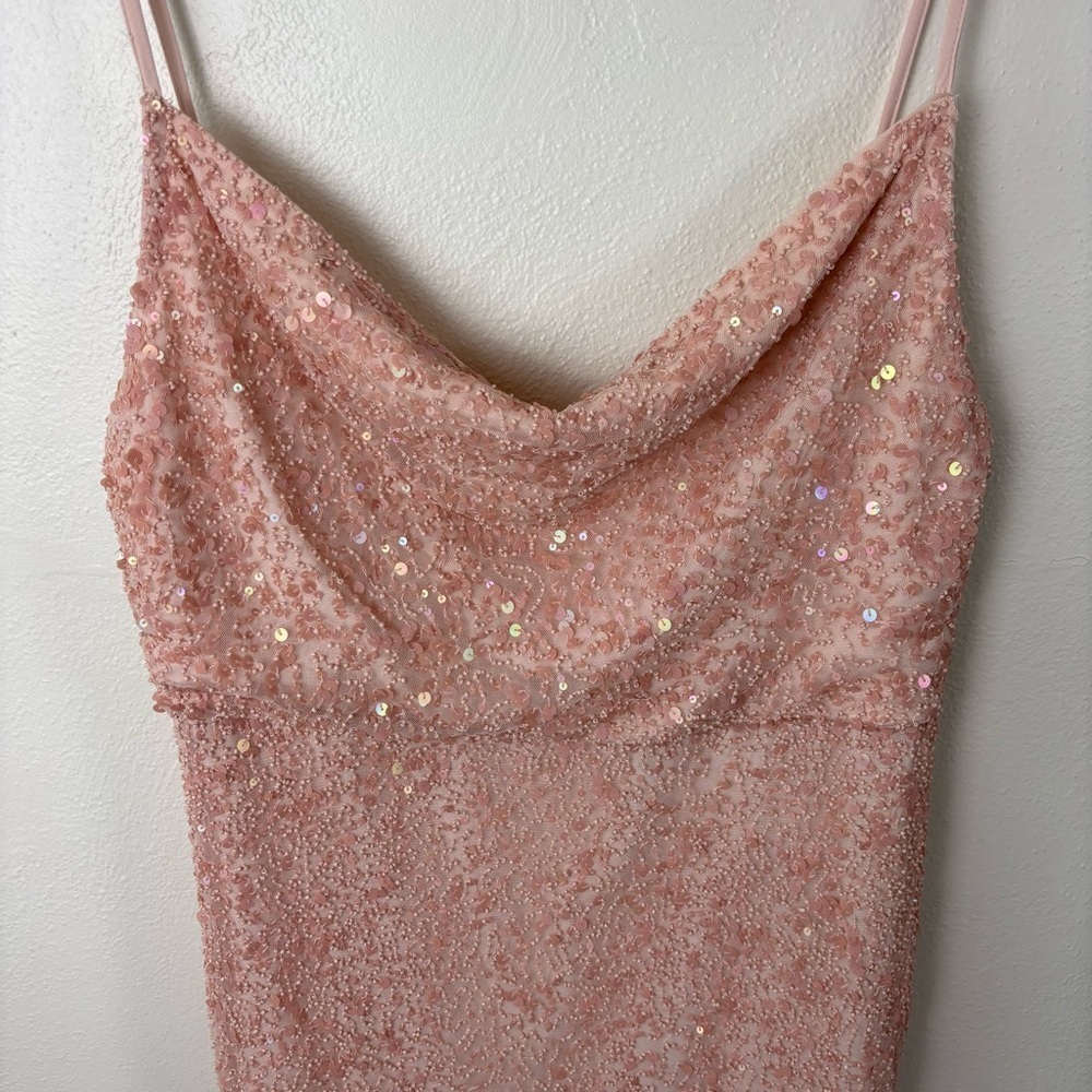 NWOT Anthropologie Forever That Girl Dunne Beaded Midi Dress Blush Pink Size 14 - Picture 4 of 9